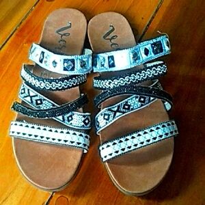 Women's Black and White Sandals